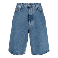 Men's Off-White FW22 Solid Color Arrow Pattern Denim Shorts Blue OMYC010C99DEN0034901
