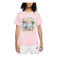 Nike Sportswear La Beach Casual Printing Round Neck Short Sleeve Pink DJ5312-654