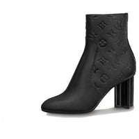 (WMNS) LOUIS VUITTON Silhouette 8cm Heeled Boots 'Black Monogram' 1ABP9G
