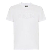 Men's FENDI SS21 Solid Color Round Neck Short Sleeve White FY0894A7D9F0QA0