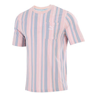 PUMA Stripe Round Neck Casual Sports Short Sleeve Pink Red 533203-61