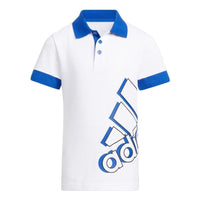 (GS) adidas Logo Printed Polo Shirt Asia Sizing 'White Blue' HT4912