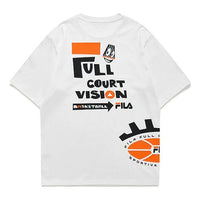 Men's FILA FUSION Funny Printing Loose Sports Round Neck Short Sleeve White T11M125111F-WT