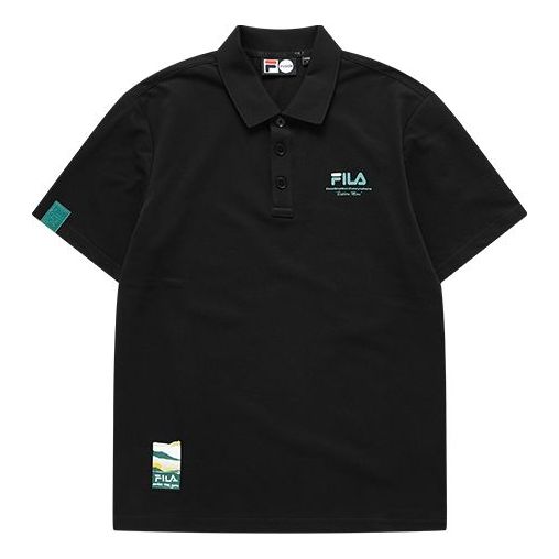 Men's FILA FUSION Casual Sports Breathable Short Sleeve Polo Shirt Black T11M123101B-BK