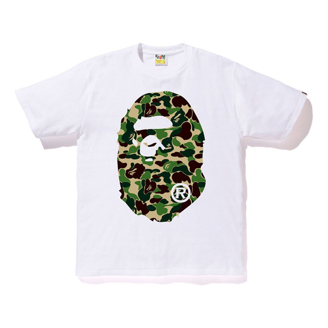 BAPE ABC Big Ape Head Tee White/Green Yellow Green Camouflage Short Sleeve Unisex White BAPE-SS18-047