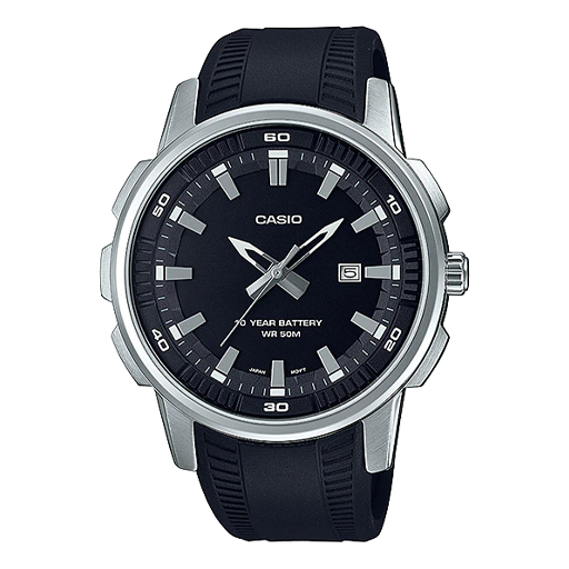 Casio Dress Classic Analog Watch 'Metallic Silver Black' MTP-E195-1AV