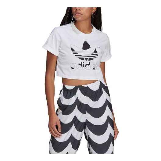 (WMNS) adidas originals Crop Logo Printing White H20483