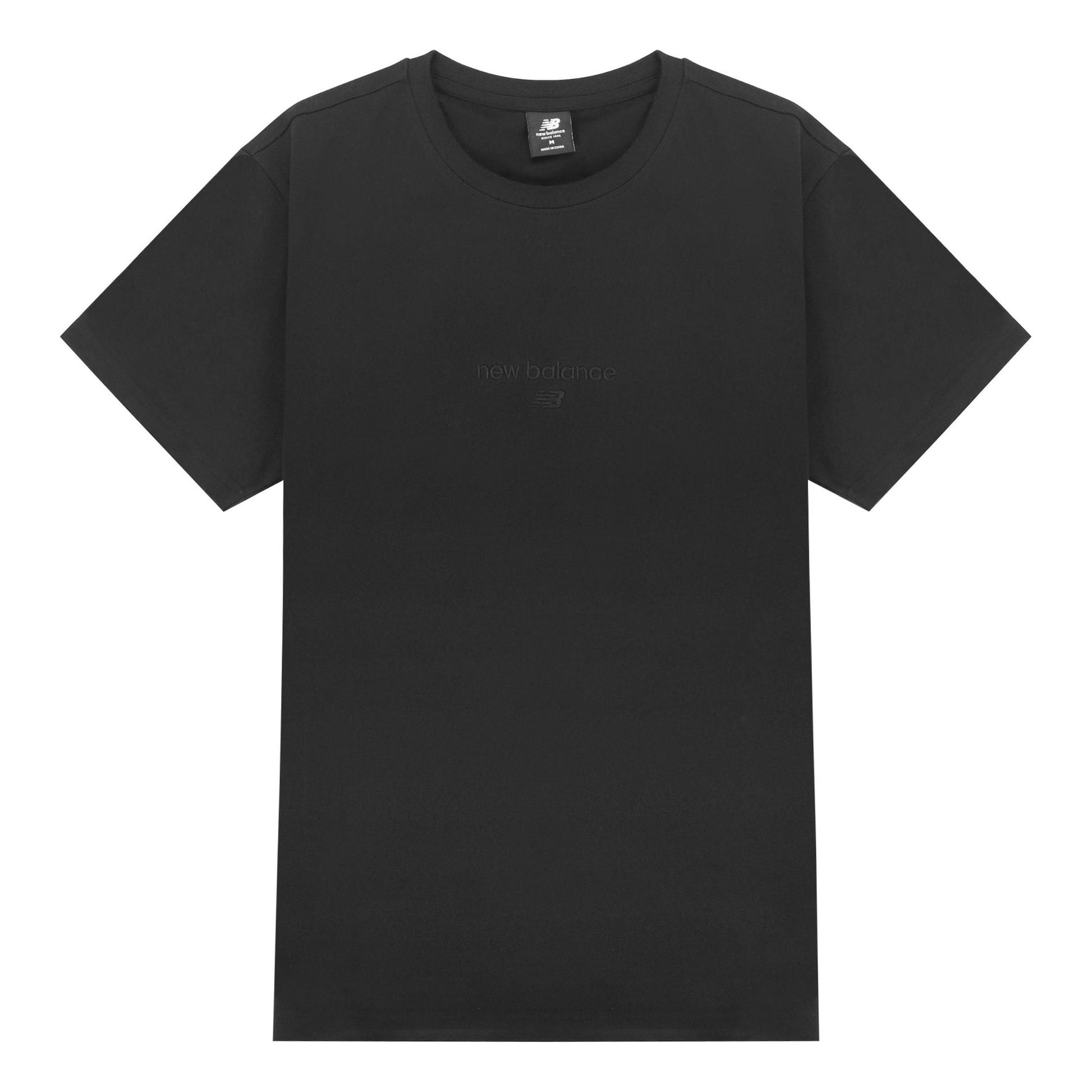 New Balance Logo Embroidered Knit Sports Round Neck Short Sleeve Couple Style Black AMT21548-BK