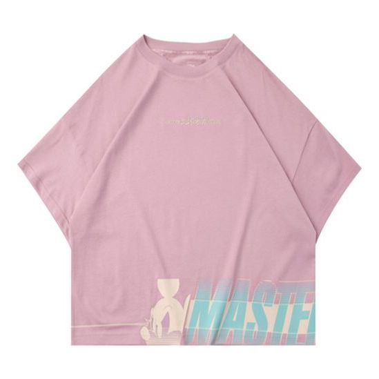 (WMNS) Li-Ning x Disney Crossover Alphabet Printing Short Sleeve 'Pink' AHSQ142-2