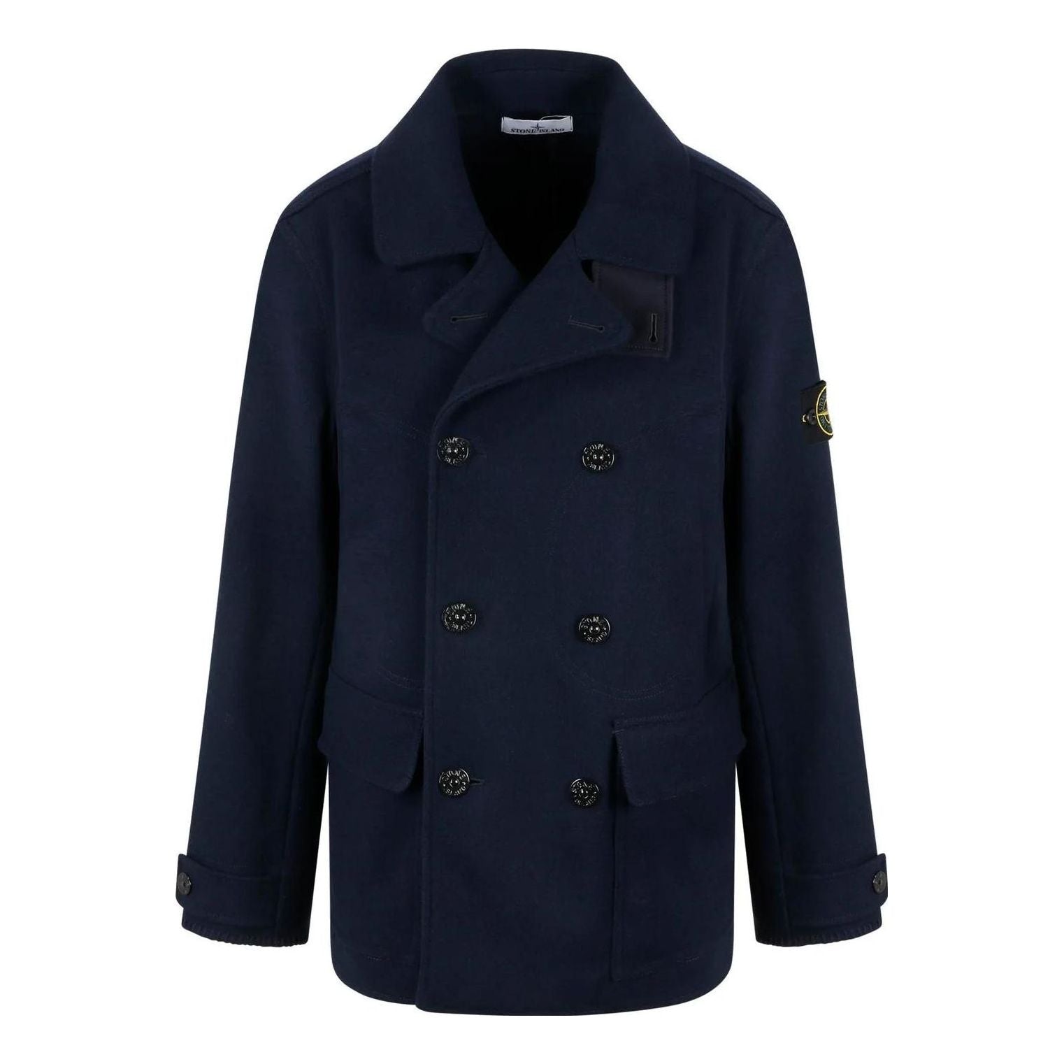 STONE ISLAND Logo Patch Double Breasted Jacket 'Navy' 791543030-V0028