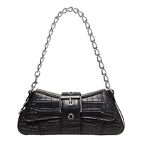 (WMNS) Balenciaga Lindsay Small Crocodile Embossed Shoulder Bag 'Black' 701141210C91000