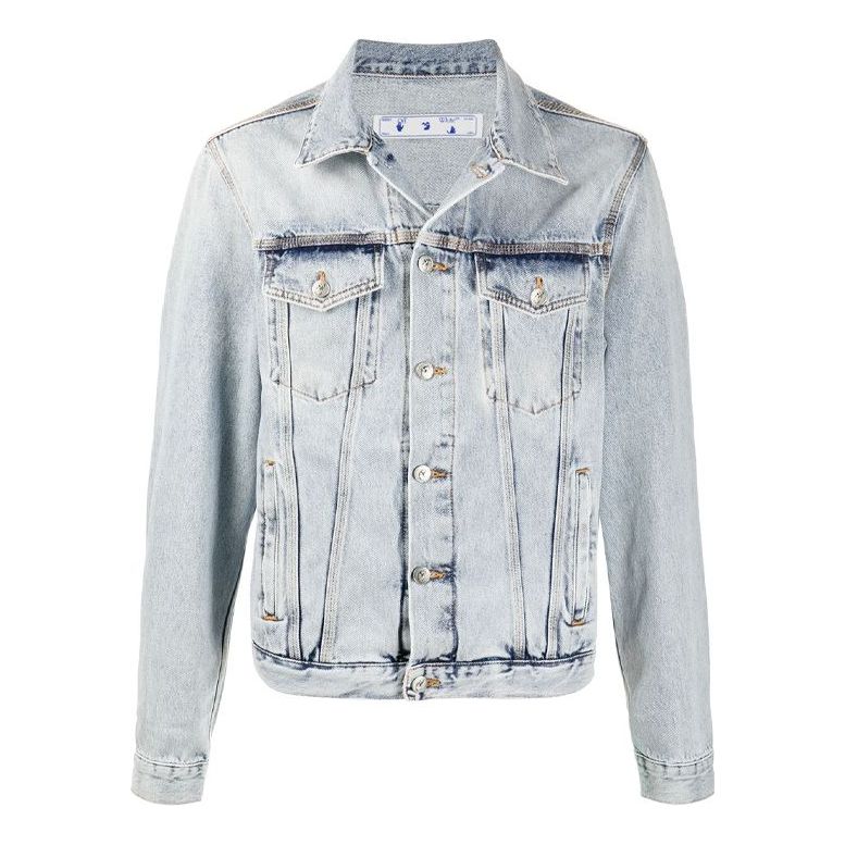 Off-White LogoBleachJean Jacket Men's Light Blue OMYE054F20DEN0014001