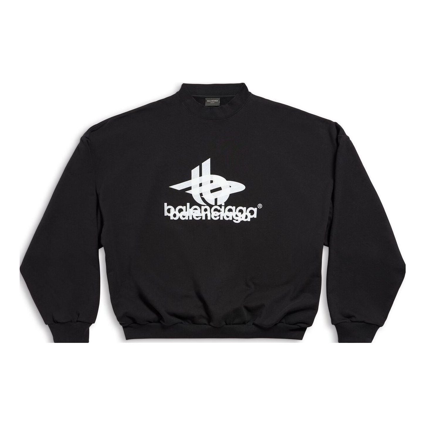 Balenciaga Layered Sports Round Sweatshirt 'Black White' 767860TPVF31070