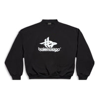 Balenciaga Layered Sports Round Sweatshirt 'Black White' 767860TPVF31070