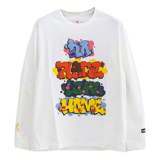 Air Jordan Printing Round Neck Casual Sports Long Sleeves White CW1148-100