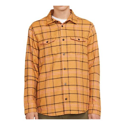 Nike SB Skateboard flannel Skateboard Plaid Long Sleeves Sports Shirt Jacket Yellow CK5315-712