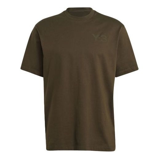 Men's Y-3 SS21 Logo Short Sleeve Dark Green T-Shirt GV4113