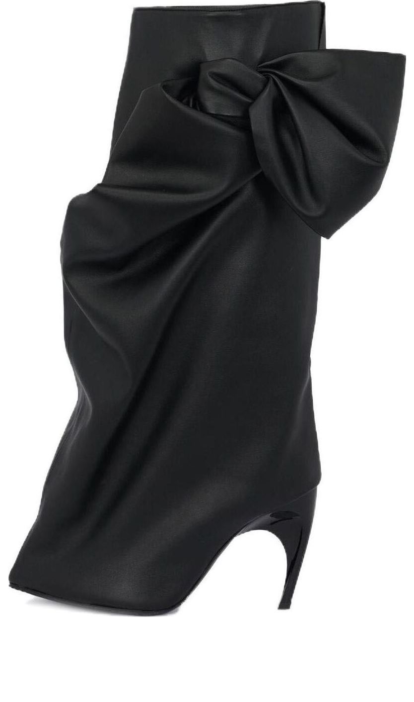 (WMNS) Alexander McQueen Armadillo Bow Boots 'Black' 780669W4XQ11000