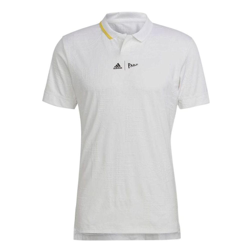 Men's adidas Colorblock Logo Tennis Short Sleeve White Polo Shirt HC8537