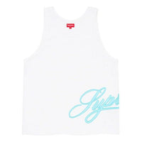 Supreme Mesh Script Tank Top 'White Blue' SUP-SS21-858