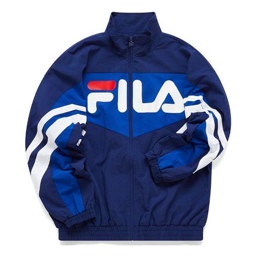 FILA FUSION Casual Sports Splicing Woven Stand Collar Jacket Blue T11M112703F-DB