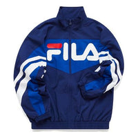 FILA FUSION Casual Sports Splicing Woven Stand Collar Jacket Blue T11M112703F-DB