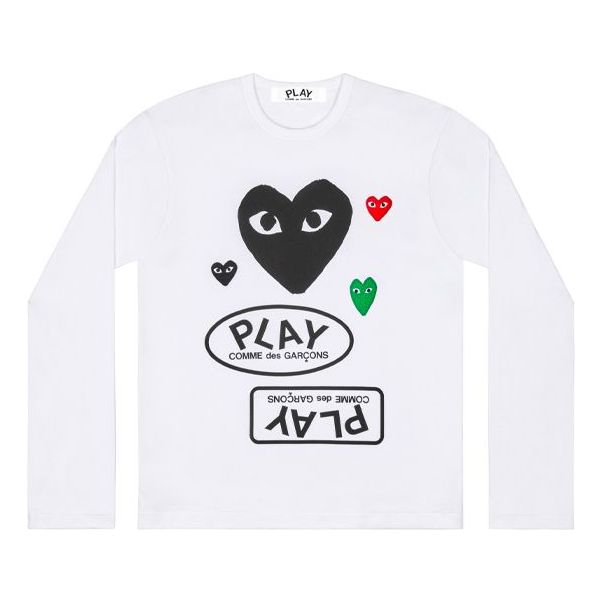 COMME des GARCONS PLAY FW25 Multi Logo Long Sleeve T-Shirt 'White' AZ-T285-051-1