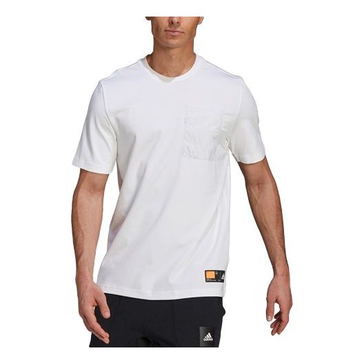 adidas M Pocket Tee Chest Pocket Sports Round Neck Short Sleeve White GP9649