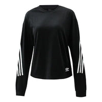 (WMNS) adidas FW21 Sleeve Stripe Round Neck Long Sleeves Black H29526