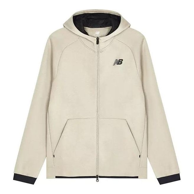 New Balance Logo Sportswear Tech Fleece Windrunner Jacket Asia Sizing 'Cream White Black' AMJ21178-AL