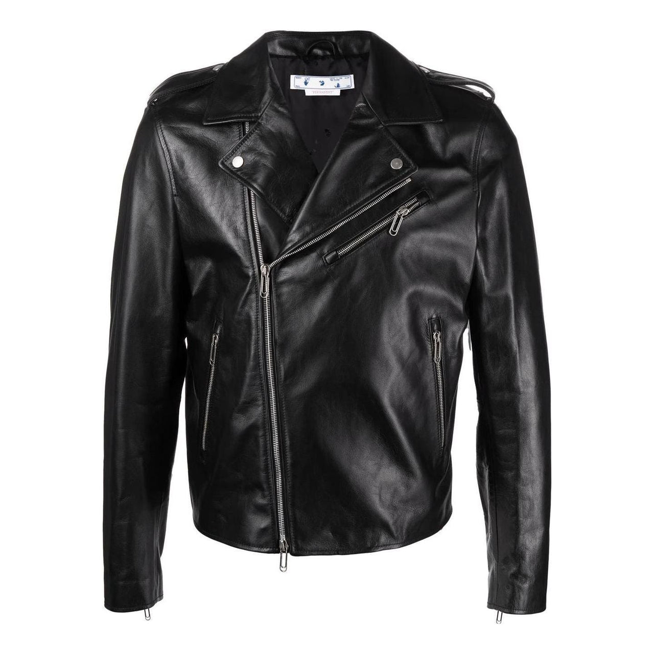 Men's Off-White FW22 Twill Printing Zipper Jacket Black OMJG020C99LEA0011001
