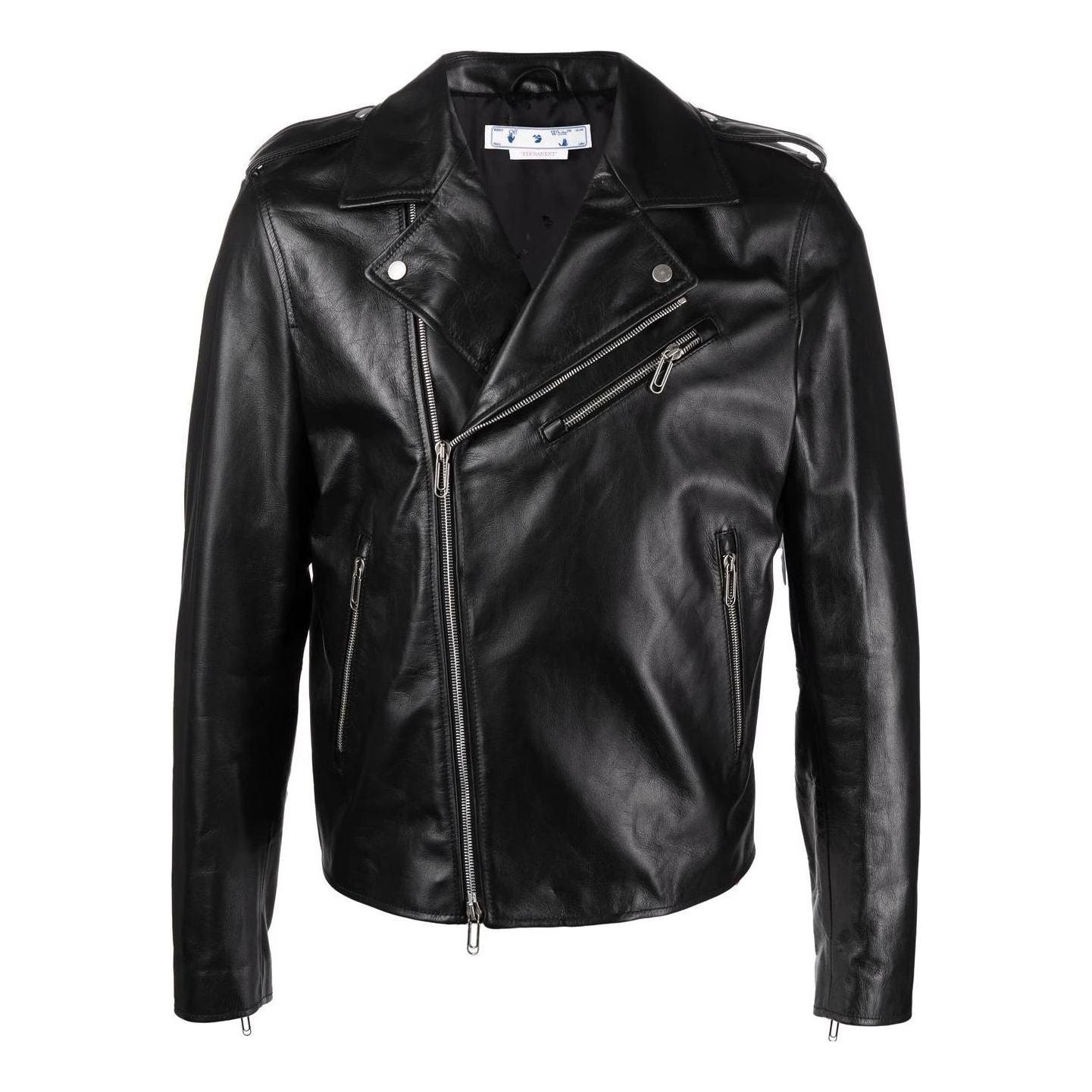 Men's Off-White FW22 Twill Printing Zipper Jacket Black OMJG020C99LEA0011001