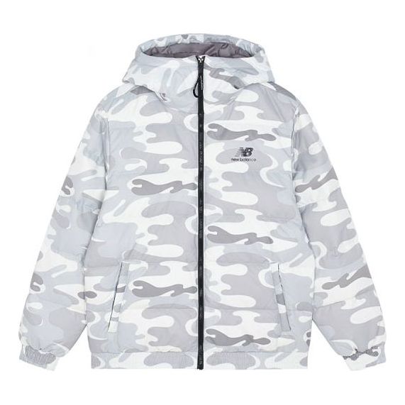 New Balance Sport Printed Logo Puffer Jacket Asia Sizing 'White Camo' AMJ13335-WM