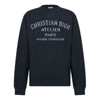 Men's into1DIOR Round Neck Cotton Long Sleeves Navy Blue 043J655A053-1589