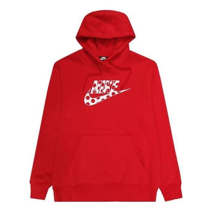 (WMNS) Nike Big Swoosh Dot Logo Pullover Hoodie 'Red' CU4528-634