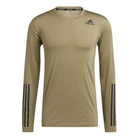 Men's adidas Logo Sports Gym Long Sleeves Green T-Shirt H08804