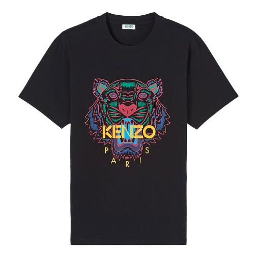 KENZO MENS Tiger Head Embroidery Printed Casual Crewneck Short Sleeve Black F965TS0504YA-99