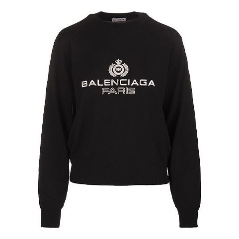 Balenciaga Logo Round-neck Sweatshirt Black 595106T15511073