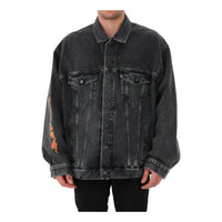 Balenciaga Metallica Oversized Denim Jacket 'Washed Black Orange' 694504TBP471055