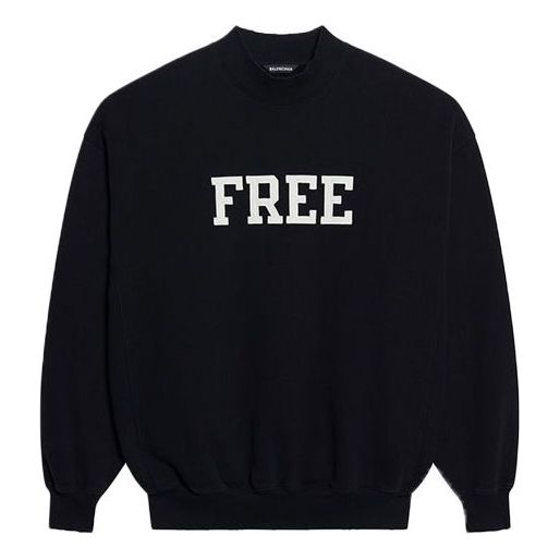 Balenciaga Unisex FW21 Free Printing Round-neck Sweatshirt Black 652981TKVD41070