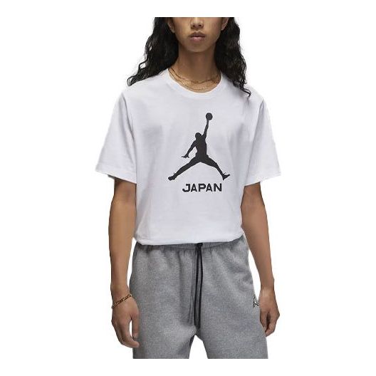 Air Jordan Alphabet Round Neck Straight Short Sleeve T-Shirt Asia Edition Men's White FD9474-100