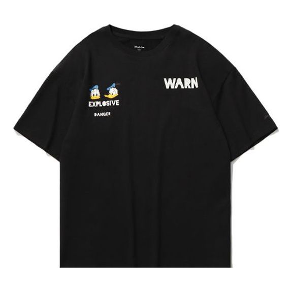 (WMNS) Li-Ning x Disney Crossover Sports Fashion Series Subject Printing Loose Sports Round Neck Short Sleeve 'Black' AHSR342-2