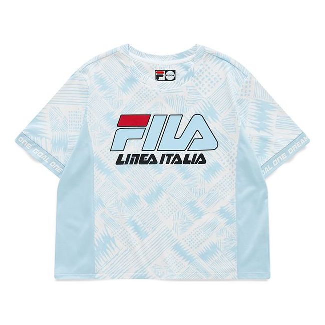 FILA FUSION Logo Printing Loose Knit Sports Short Sleeve White T11W125115F-LB