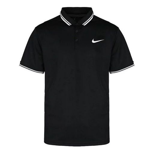 Nike Stripe Quick Dry Sports Short Sleeve Polo Shirt Black 830848-010