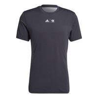 Men's adidas Logo Printing Round Neck Pullover Short Sleeve Carbon Black T-Shirt HH8774