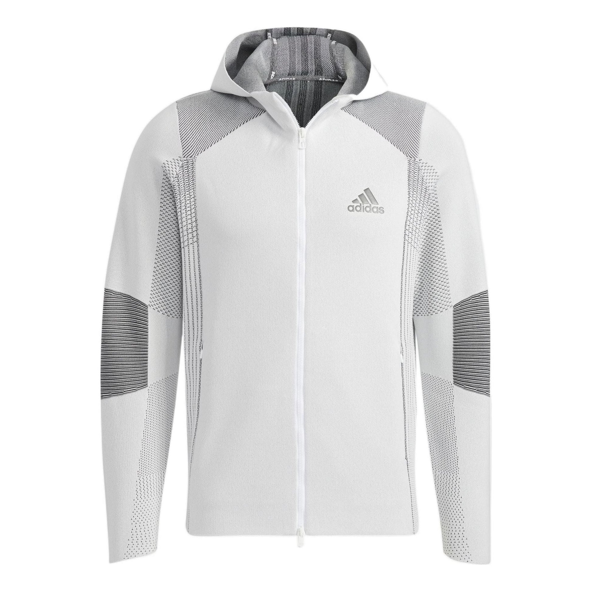 Men's adidas Logo Printing Solid Color Zipper Jacket White HB3592