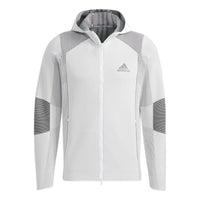Men's adidas Logo Printing Solid Color Zipper Jacket White HB3592