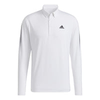 adidas Logo Stripe Long Sleeves Slim Fit Polo Shirt White HA3124