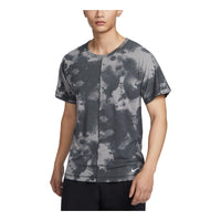 Nike Dri-fit All-over Print Short-sleeve Yoga Top 'Anthracite Flat Pewter White' DX0923-060