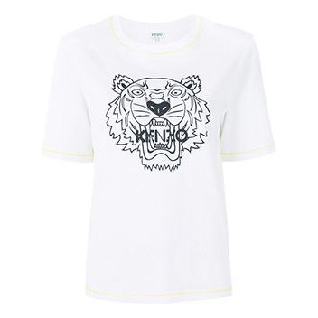KENZO Chest Black Tiger Head Short Sleeve Portugal White F852TS7374YC01